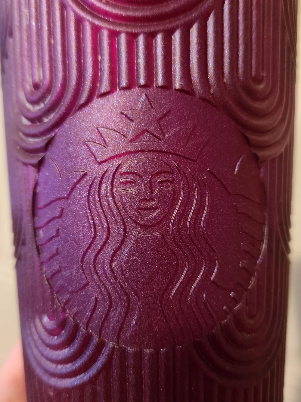 Starbucks 2024 Purple Textured Wave Shimmer Reusable Cold Cup with Straw